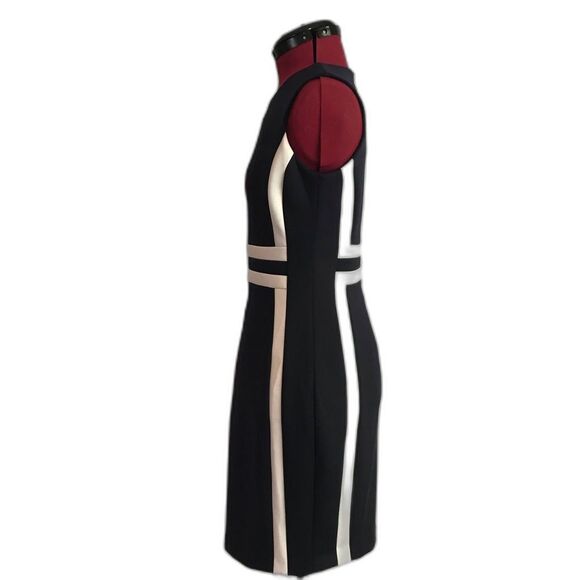 Calvin Klein Black & White Color Block Sheath Scuba Dress Size 4P Sleeveless - Picture 3 of 13